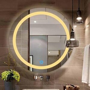 Khushi Decors Led Mirror Glass For Bathroom Wall - Decorative Interior Decor Mirror For Bedroom, Living Room, Drawing Room, Hall, Makeup Room And Wash Basin ((Size 18X18 Inch) Round, Framed)